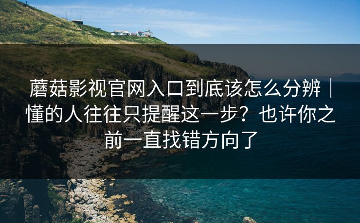 蘑菇影视官网入口到底该怎么分辨｜懂的人往往只提醒这一步？也许你之前一直找错方向了