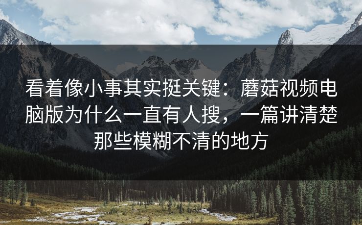 看着像小事其实挺关键：蘑菇视频电脑版为什么一直有人搜，一篇讲清楚那些模糊不清的地方
