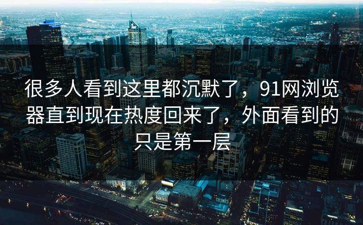 很多人看到这里都沉默了，91网浏览器直到现在热度回来了，外面看到的只是第一层