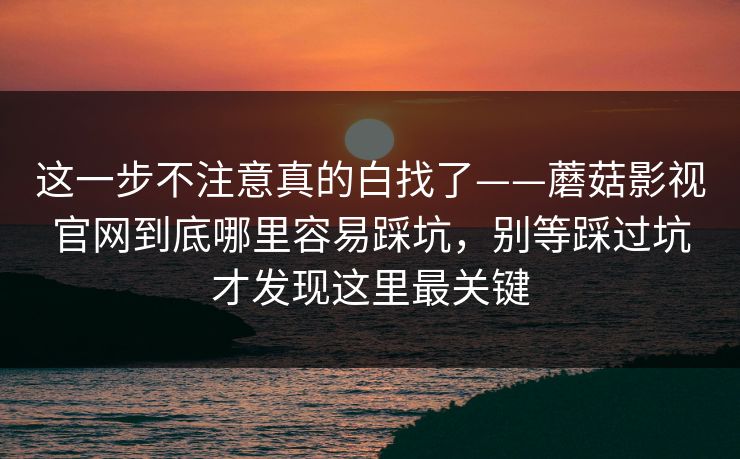这一步不注意真的白找了——蘑菇影视官网到底哪里容易踩坑，别等踩过坑才发现这里最关键