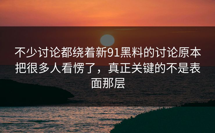 不少讨论都绕着新91黑料的讨论原本把很多人看愣了，真正关键的不是表面那层