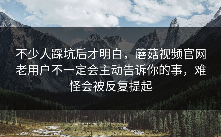 不少人踩坑后才明白，蘑菇视频官网老用户不一定会主动告诉你的事，难怪会被反复提起