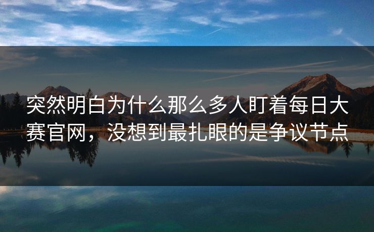 突然明白为什么那么多人盯着每日大赛官网，没想到最扎眼的是争议节点
