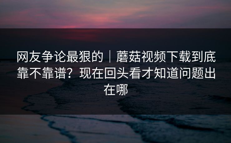 网友争论最狠的｜蘑菇视频下载到底靠不靠谱？现在回头看才知道问题出在哪