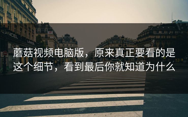 蘑菇视频电脑版，原来真正要看的是这个细节，看到最后你就知道为什么